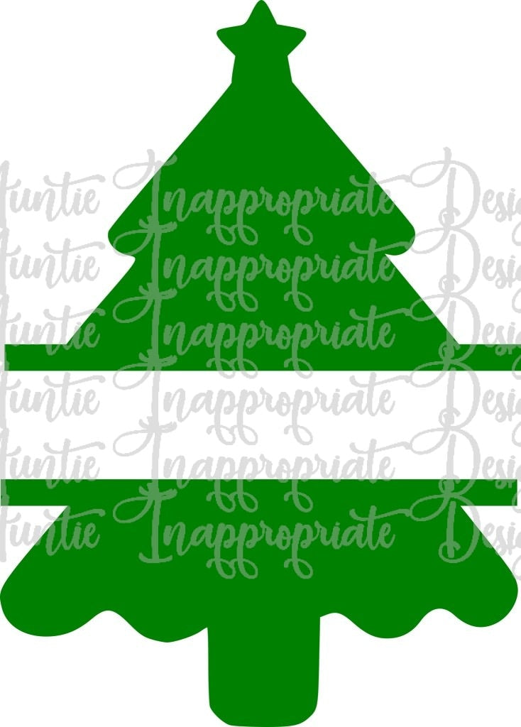 Download Monogram Split Christmas Tree Printed Sublimation Transfer Auntie Inappropriate Designs