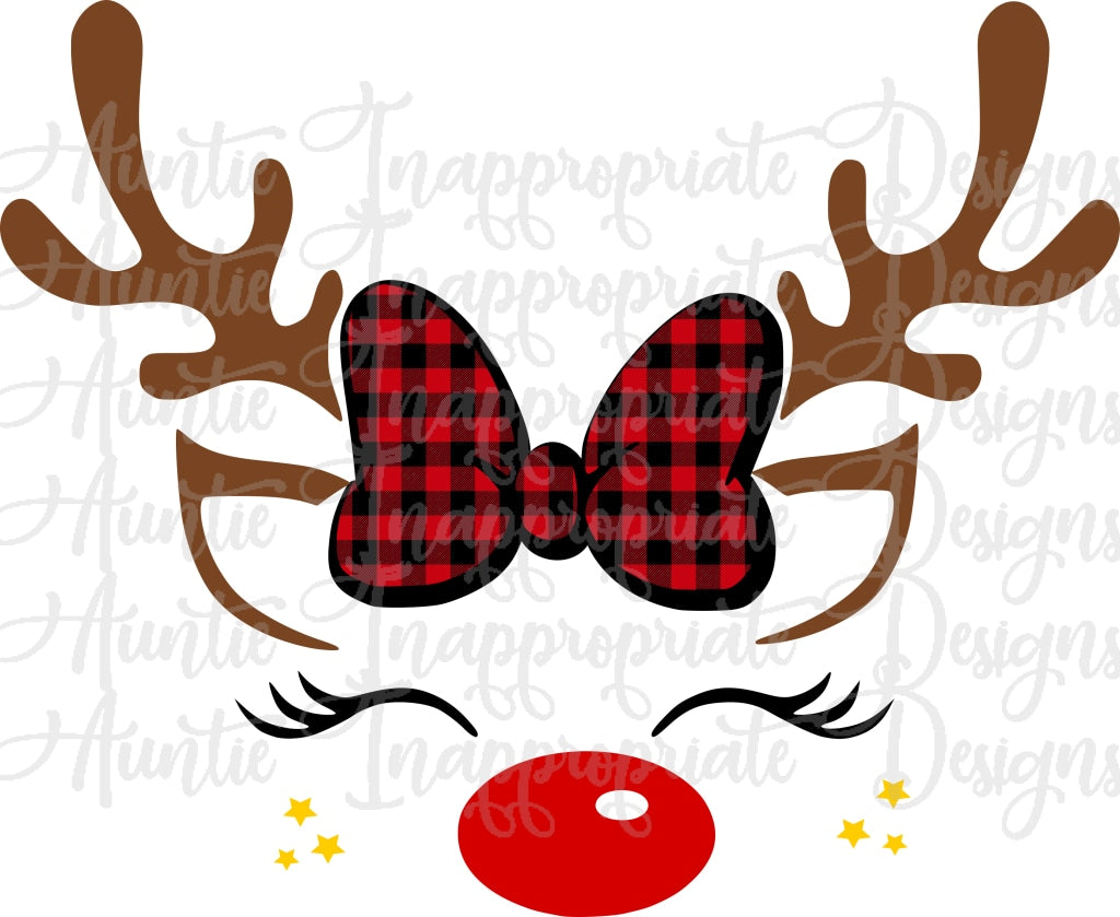 Download Red Buffalo Plaid Bow Reindeer Sublimation file, PNG ...