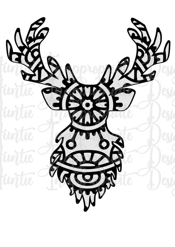 Download Reindeer Mandala Digital Svg File Auntie Inappropriate Designs