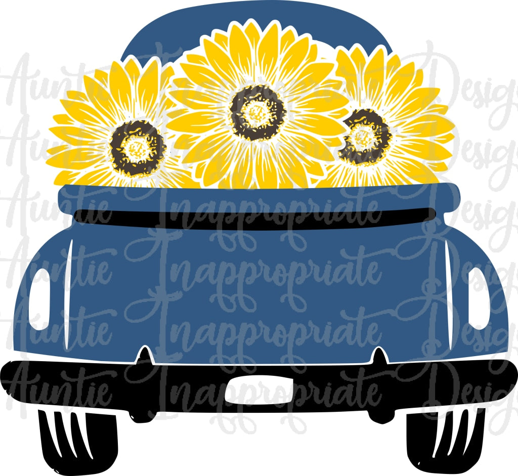 Download Sunflower Vintage Truck Digital Svg File Auntie Inappropriate Designs