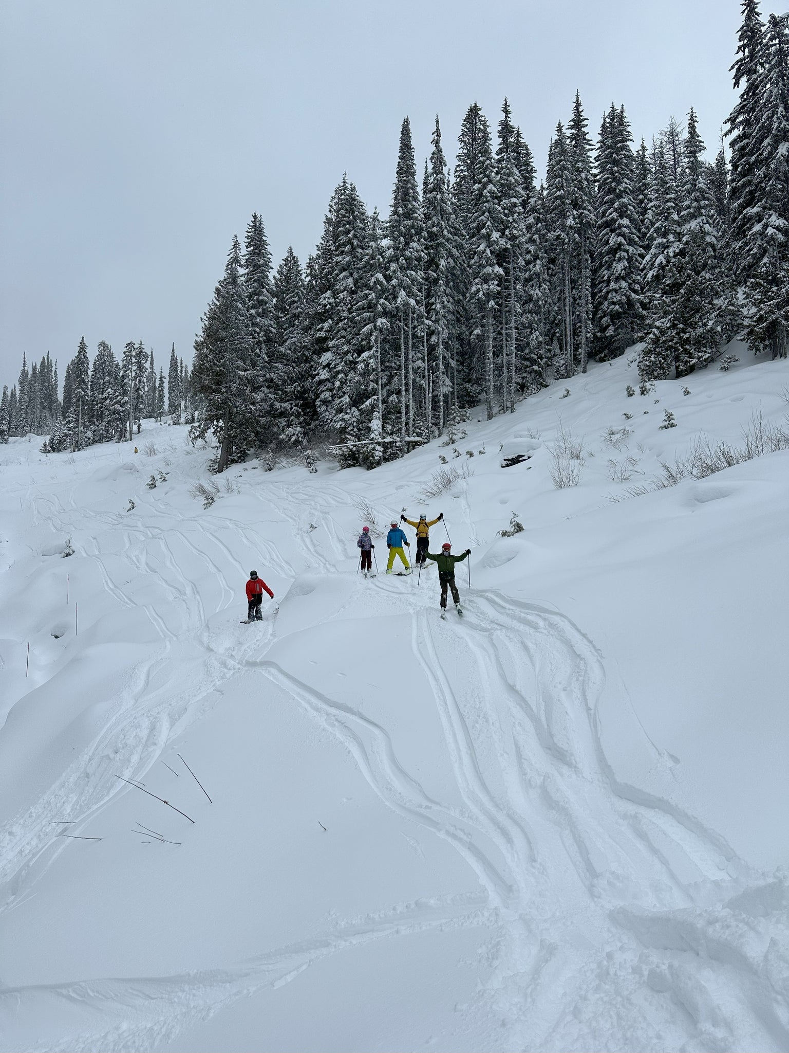 skiing with family and friends