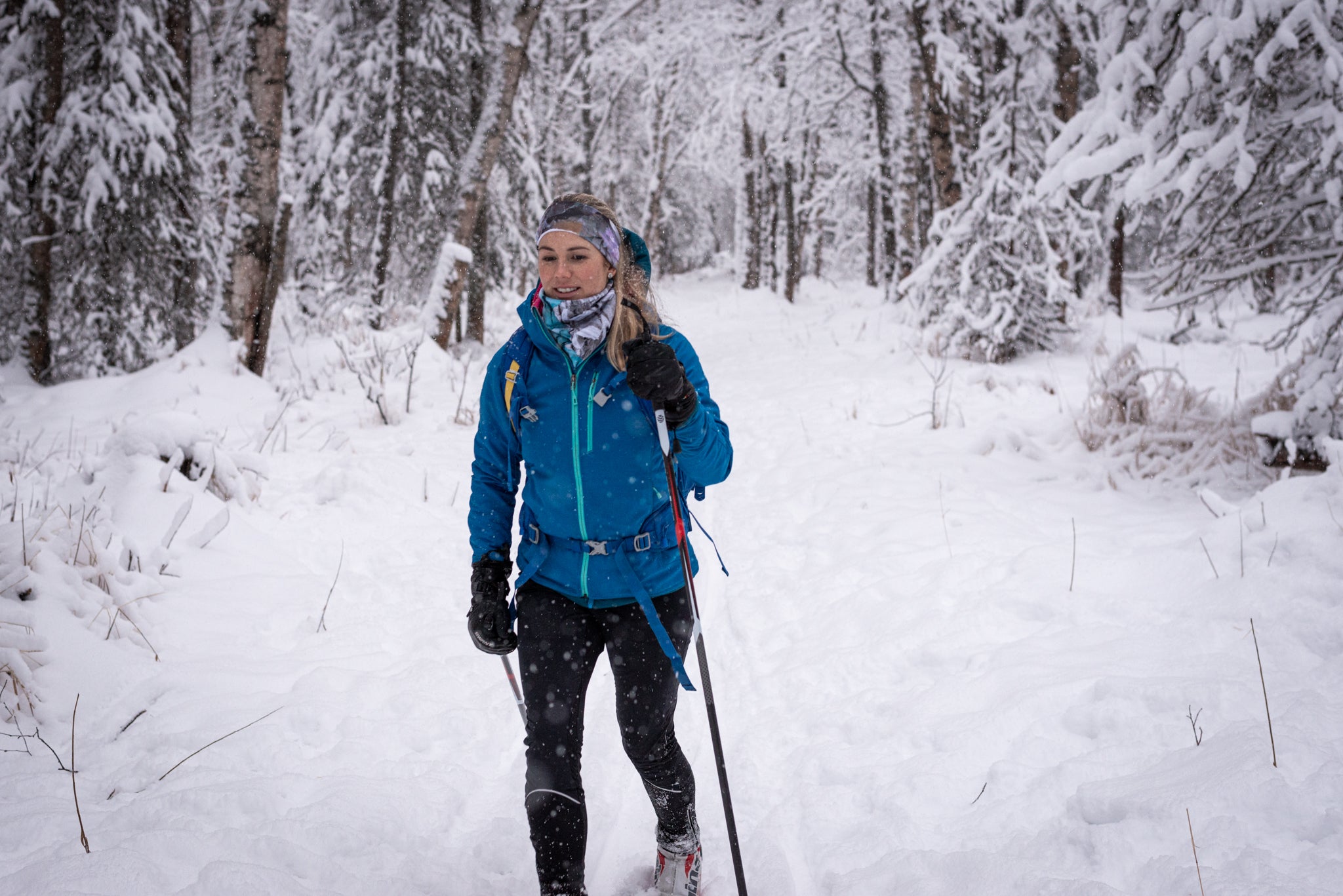 layering for variable winter weather in alaska alpine fit cross country skiing snowy trail