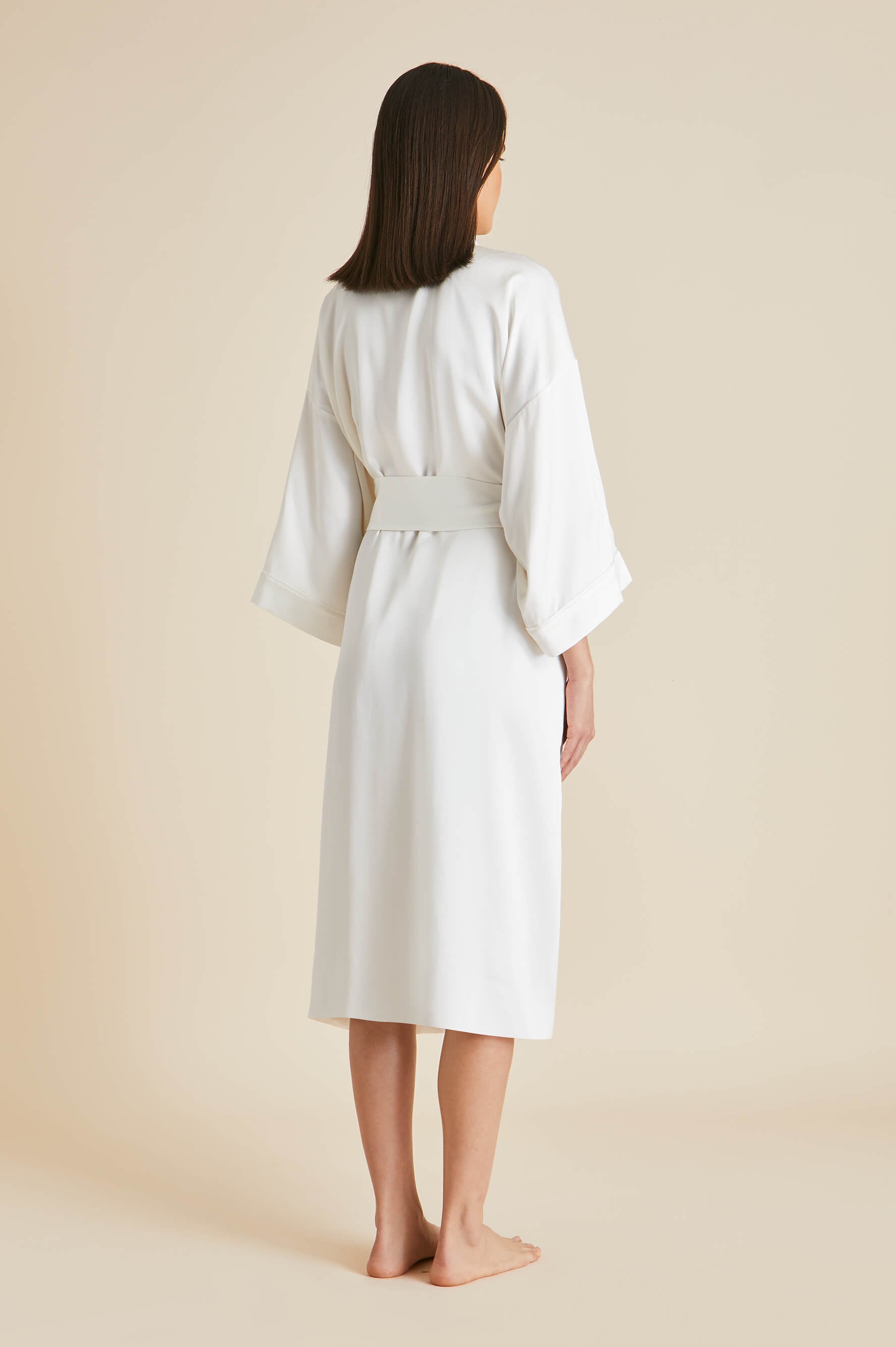 Shop Olivia Von Halle Sabine Ivory Silk Twill Robe