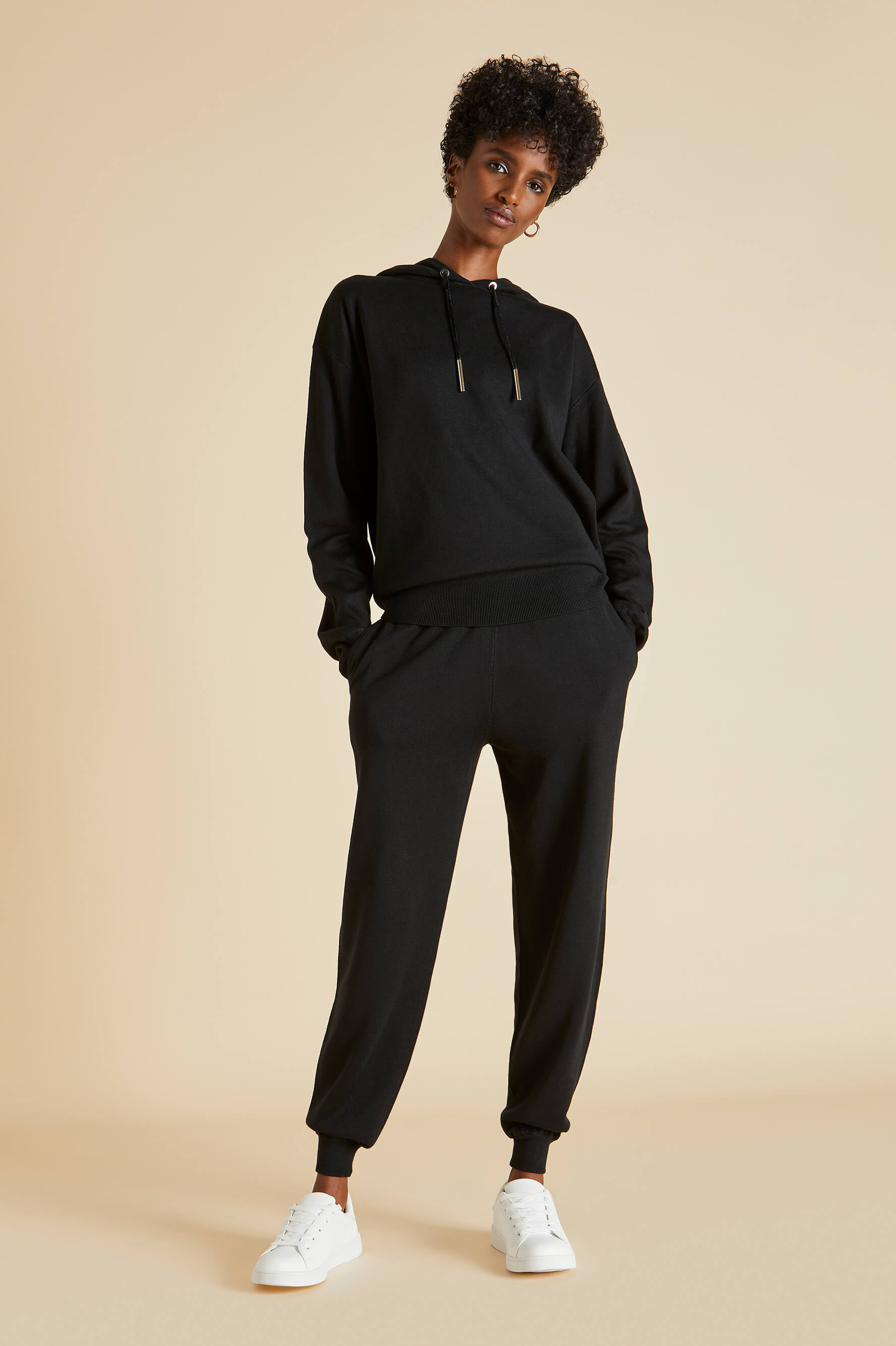 Olivia von Halle, Jet Black Gia Silk-Cashmere Tracksuit