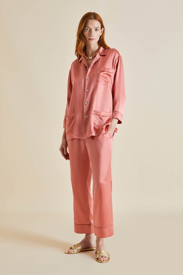 Olivia Von Halle Zsa Zsa Silk-satin Pajama Set In Neutrals