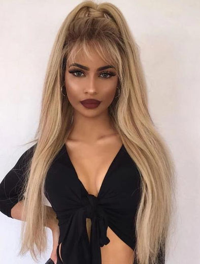 Blonde Straight Hair Front Lace 0114 Uniqueen Wigs