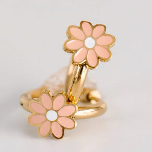 Peach Daisy Huggies Earrings - Pitter Patter
