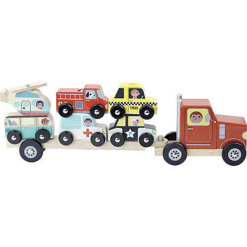 Stacking Truck & Trailer Vehicles Wooden Game by Ingela P. Arrhenius for VILAC Kids Vilac Prettycleanshop