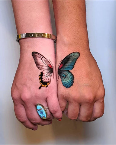 Idéia de tatuagem de casal com asas de borboleta 2023