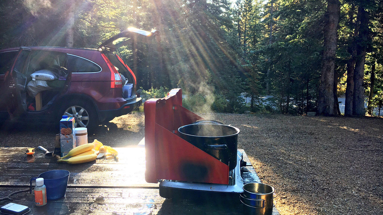 Cooking at camp.