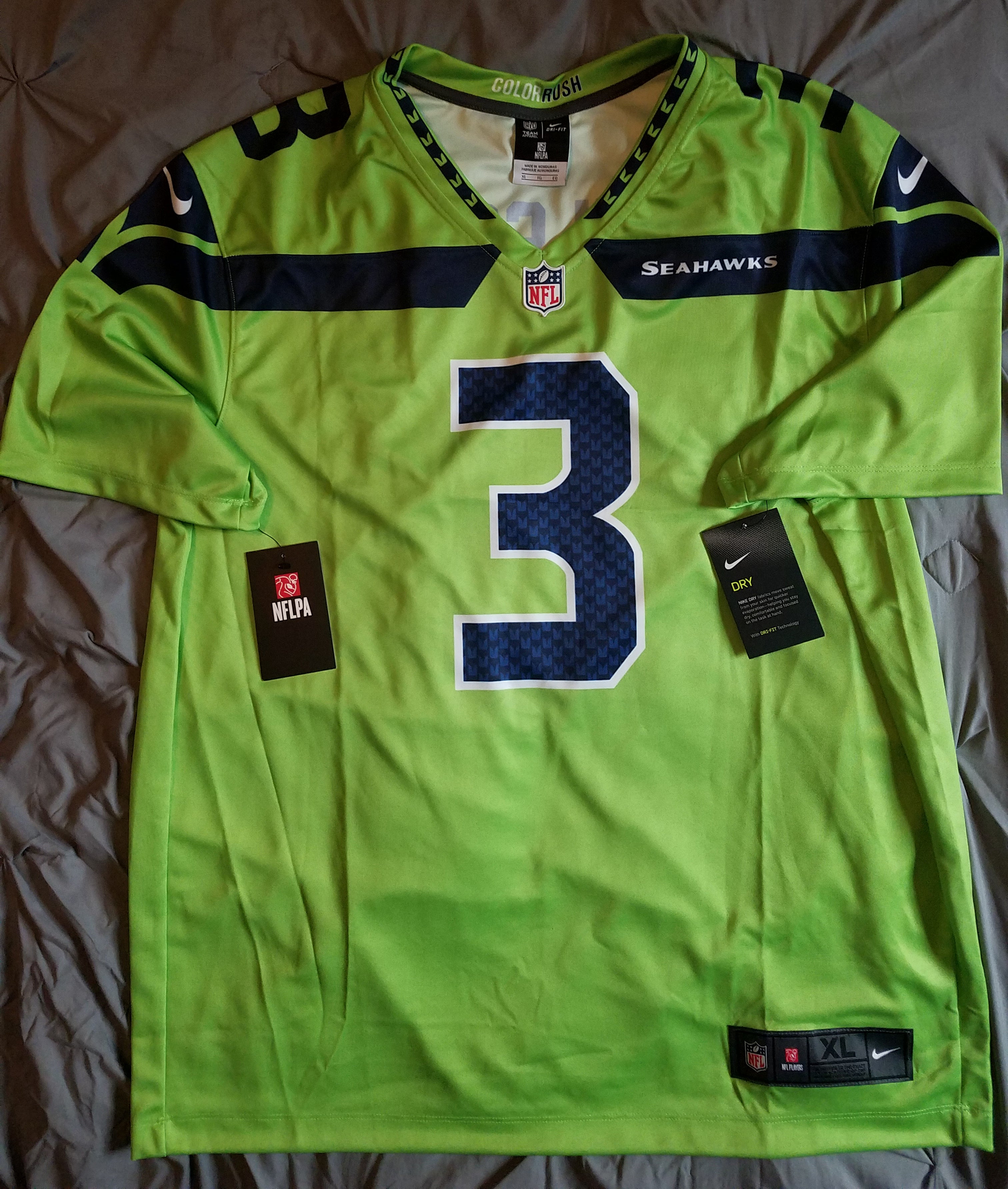 Tyler Lockett Signed Seattle Green Color Rush Football Jersey JSA COA