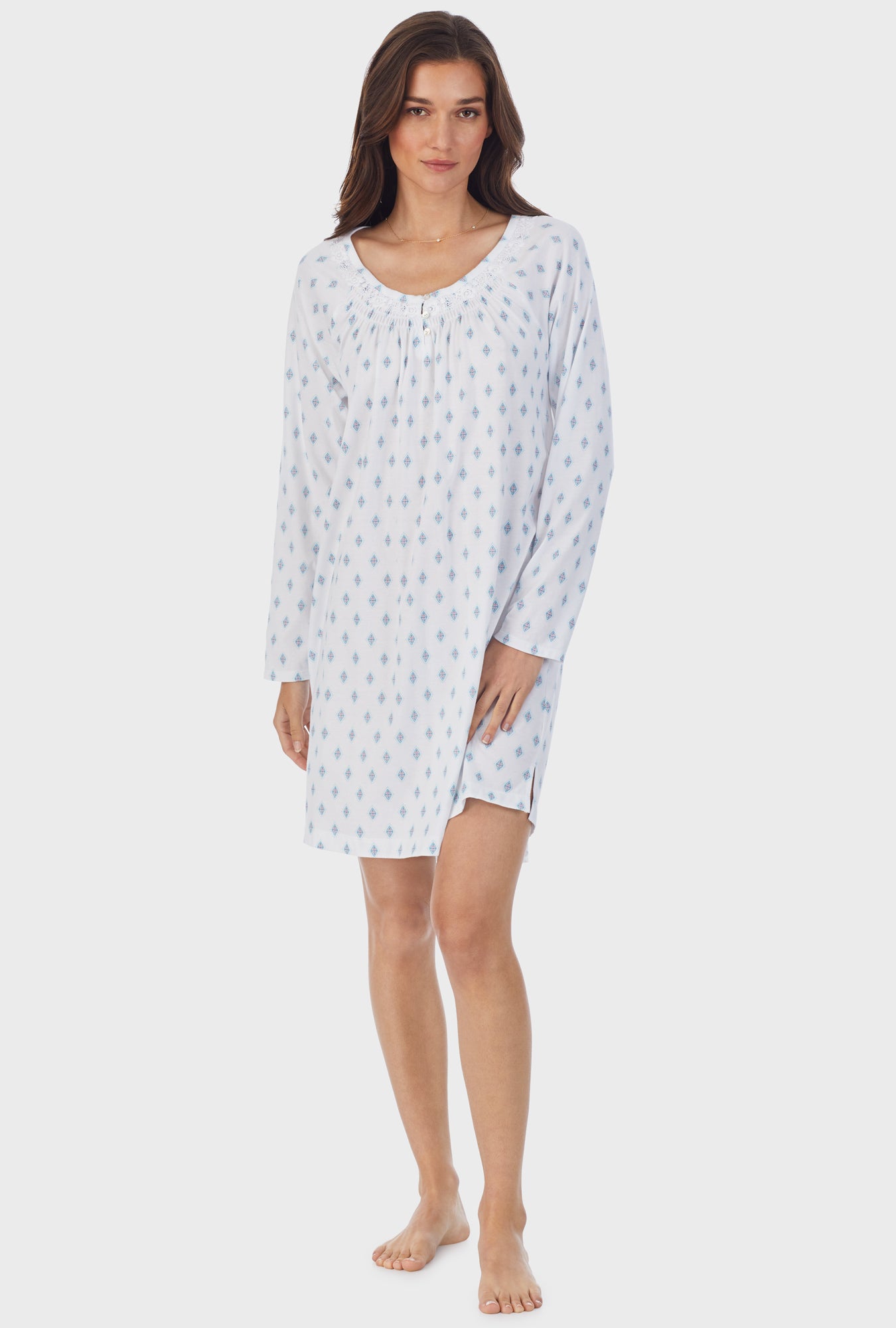 Aqua Geo Cotton Short Nightgown – Carole Hochman