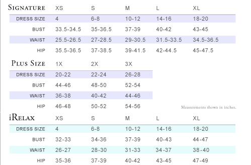 Carole Hochman Size Chart