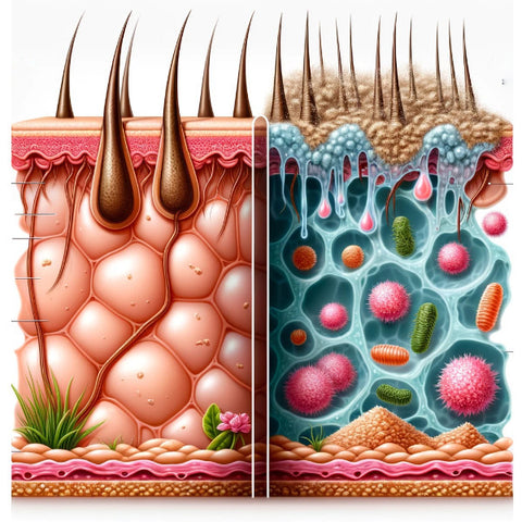 hair follicle, dandruff and excess oil diagram