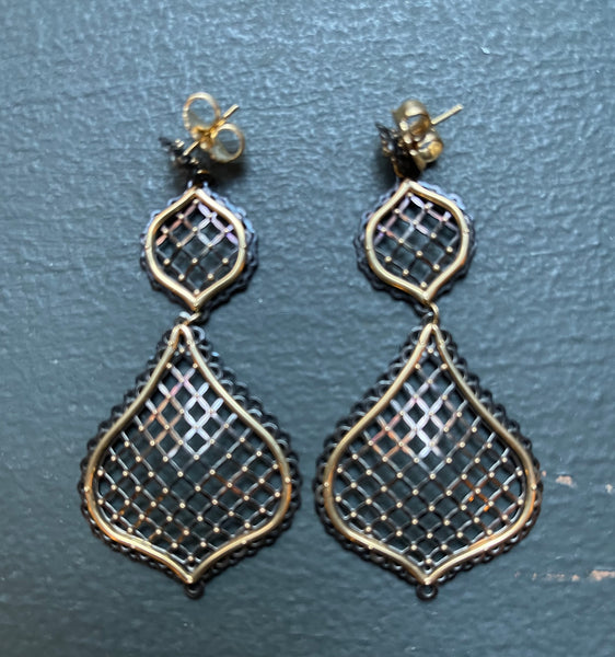 STEEL & GOLD ARABESQUE EARRINGS | Giles & Brother