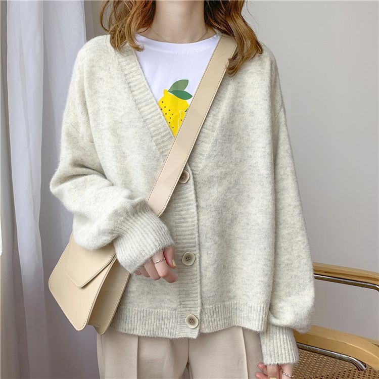 2020 Autumn Winter Women Sweater Cardigans Oversize V neck Knit Cardigans Girls Outwear Korean Chic Tops Suete Mujer Poncho