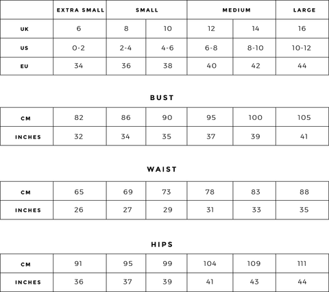 hugo boss womens size guide