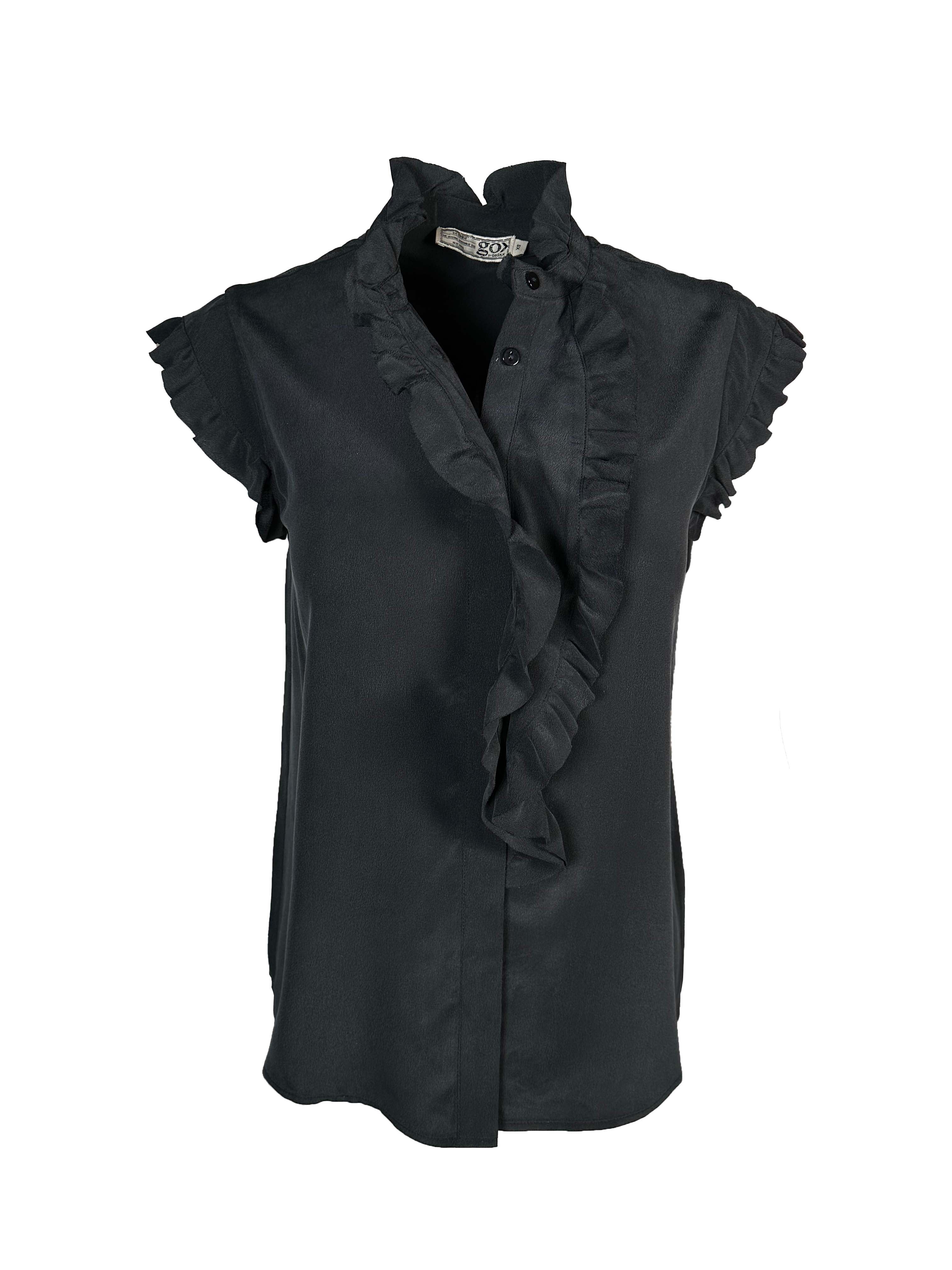 go by Go Silk Go Ruff Around the Edges Top T1643 | Washed Black | Clearance Final Sale