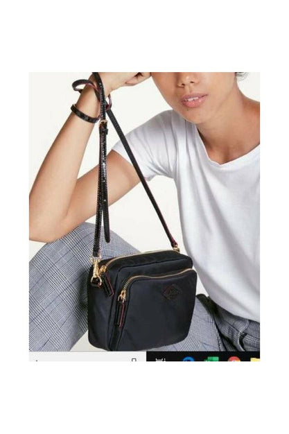 small black nylon crossbody bag