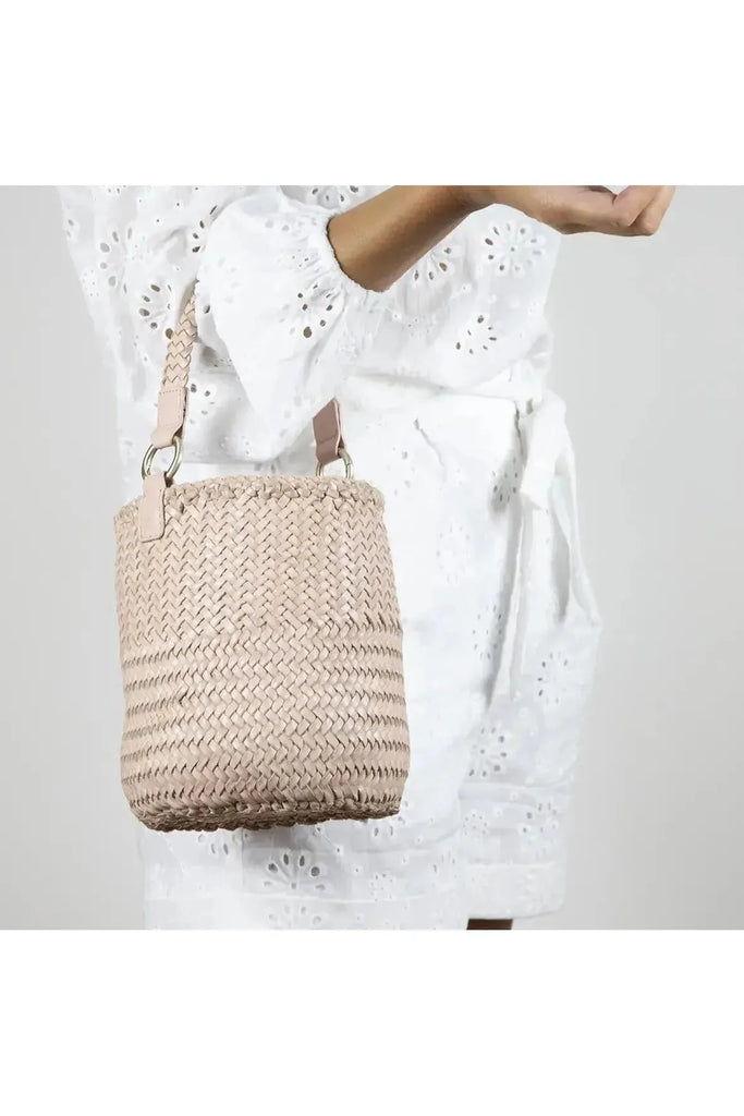 Allan K Pomelo DJ Toledo Leather Woven Bucket Bag | Femme