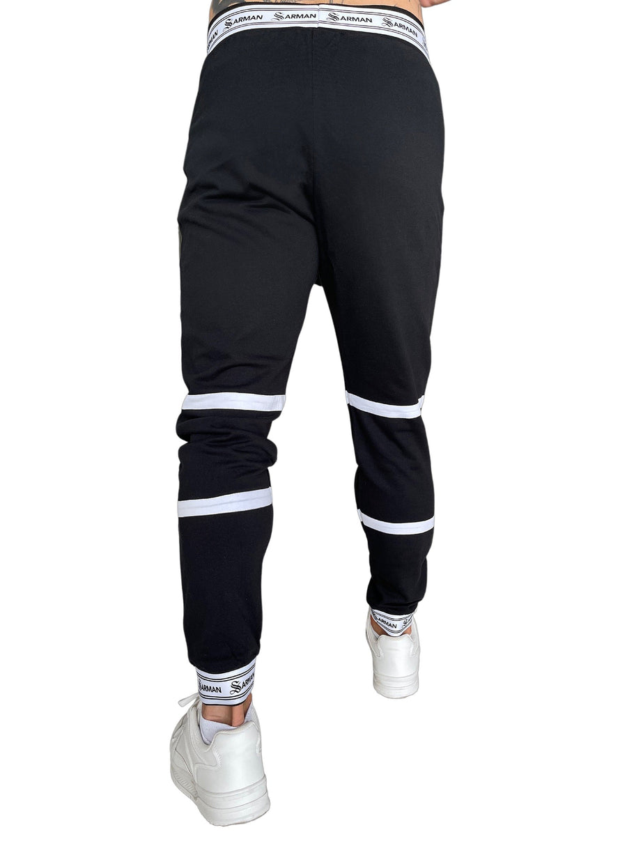 Time - Black/White Joggers for Men - Sarman Fashion - Wholesale Clothing Fashion Brand for Men from Canada