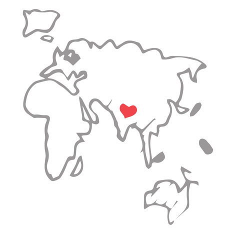 Simple Sketch of World Map with A Red Heart on Nepal