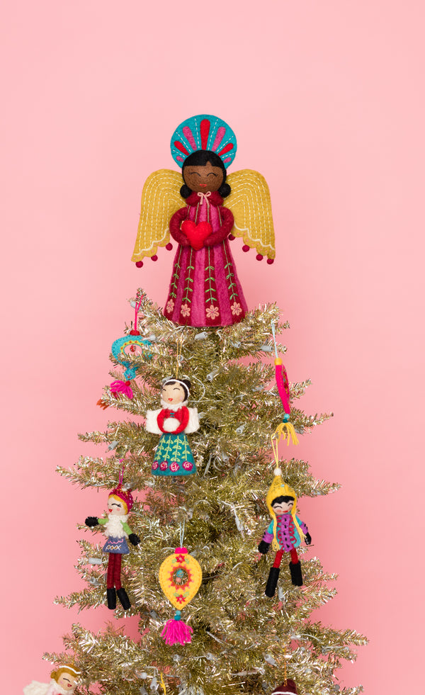 ShrimpsMAS Christmas tree using past collections fabrics, angel