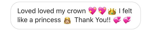 Instagram message from Jasmine saying how she felt like a princess