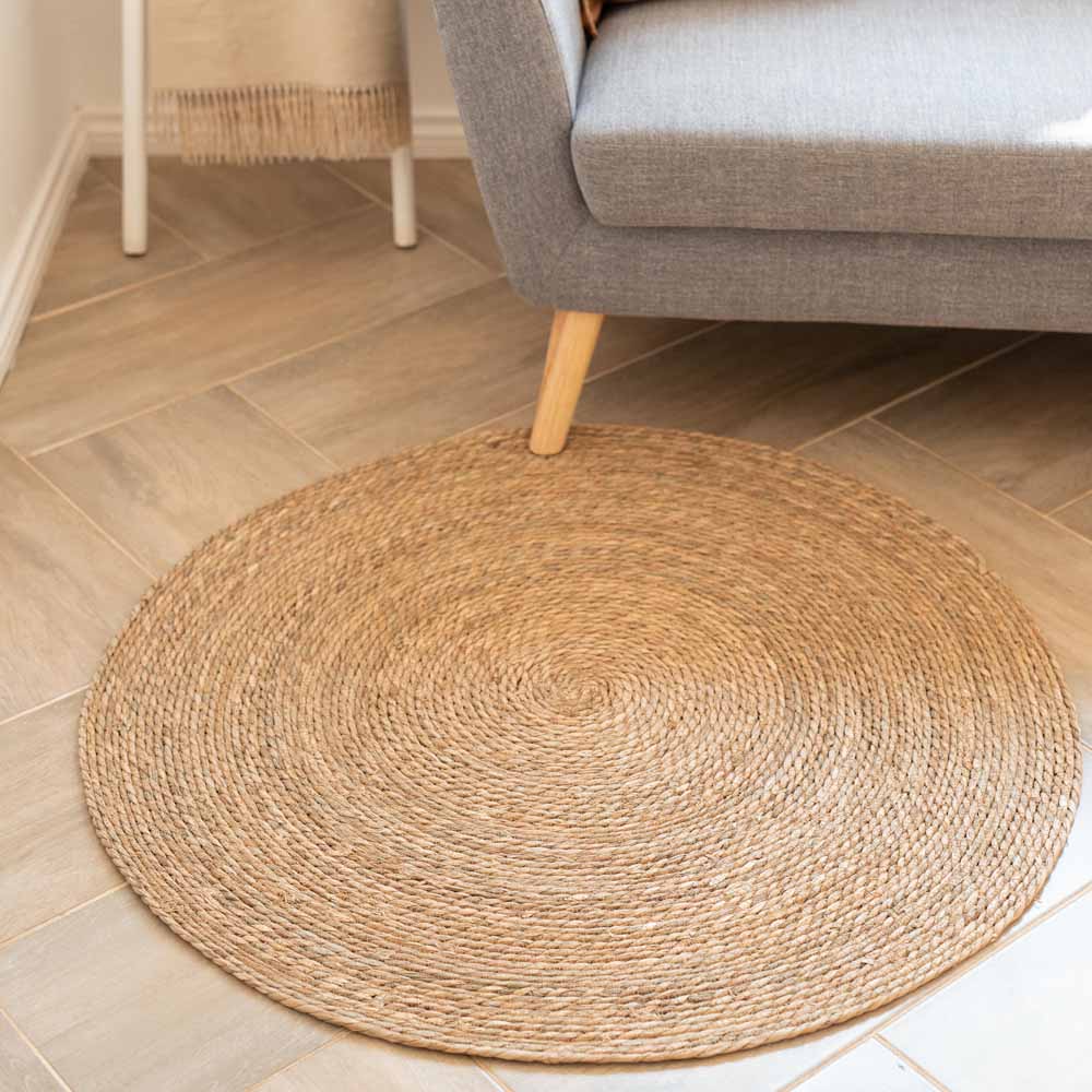 Natural Round Grass Woven Rug – Basketly