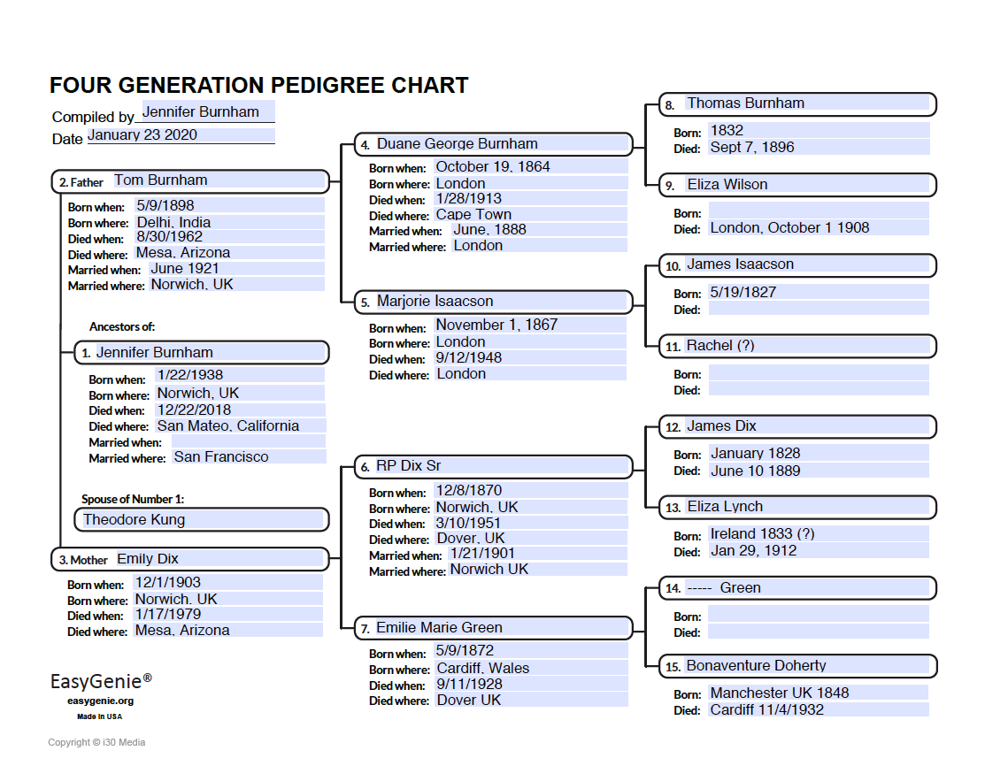 Pdf Download Large Print Genealogy Forms Kit Fillable Pedigree Char Easygenie