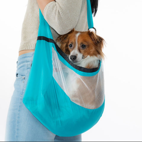 PocoPet Packable Small Dog Carrier Sling Bag, Bright Blue