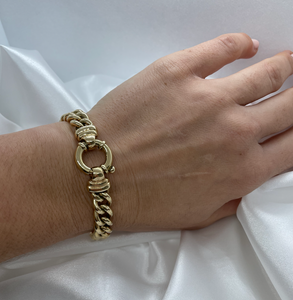 Hand made solid gold curb bracelet
