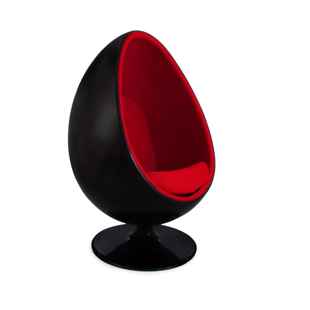 Ovalia Egg Pod Chair Replica Black Shell Red Weave Wool