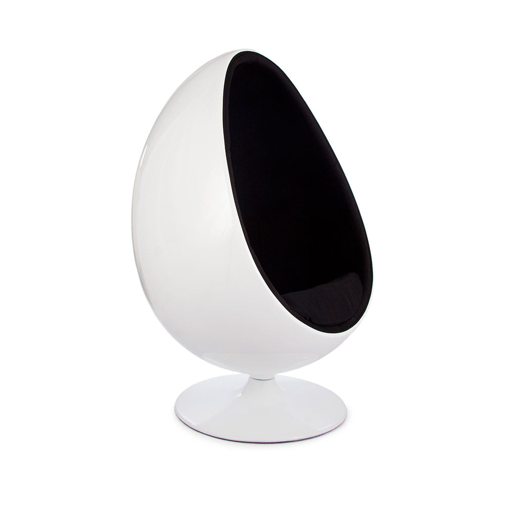 Ovalia Egg Pod Chair Replica White Shell Weave Wool Interior