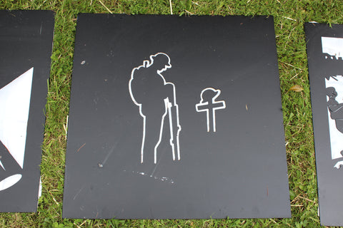 WW1 silhouette art plasma cut- solitary soldier mourning