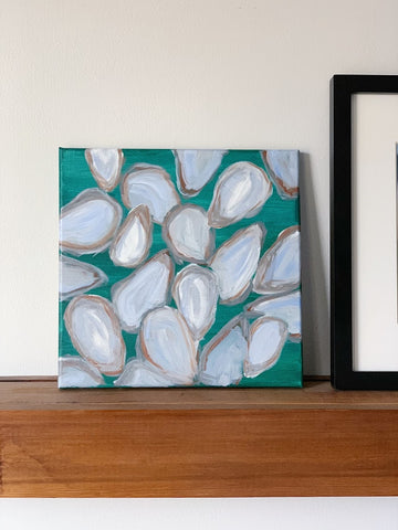 acrylic painting on canvas of oyster shells