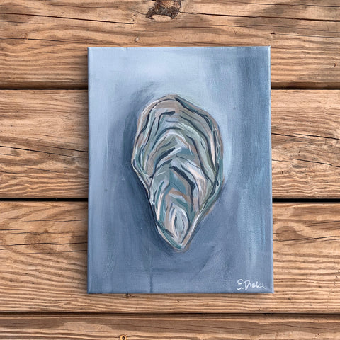 oyster shell acrylic painting on canvas