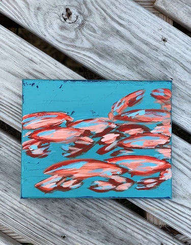 Abstract crab painting in acrylic on canvas