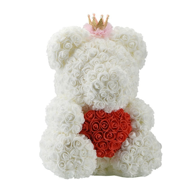 rose bear with crown