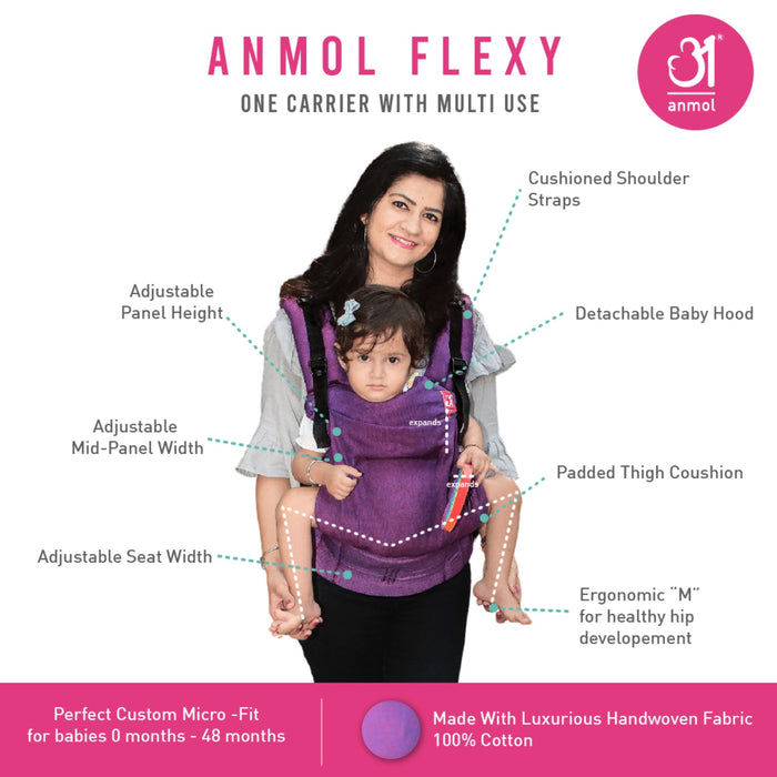 Flexy Carrier with Adjustable Straps and Head Support - Purple