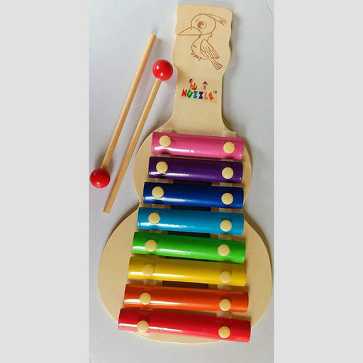 Handmade Wooden Guitar Shaped 8 in 1 Xylophone Musical Toy  - Big (1 to 3 years)