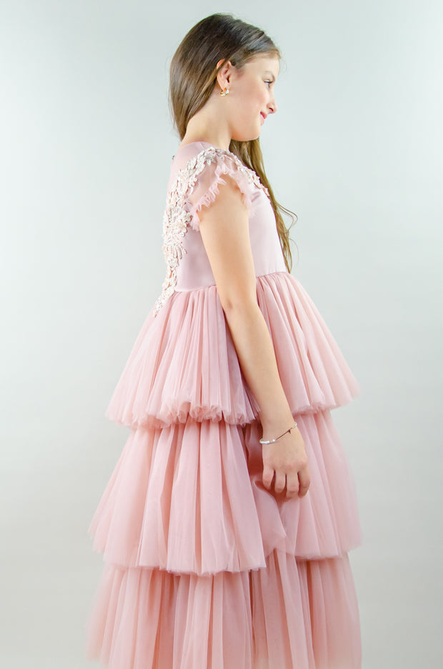 rosemuse floral print tulle dress ピンク baxvel.com