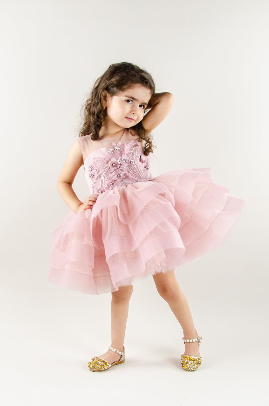 Virus Inloggegevens Emulatie Blush pink baby girl tutu dress with floral embroidery | L´ANISÉ Frankfurt