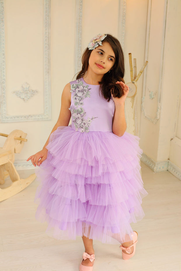 Purple flower girl dress with a tulle skirt - Girl dress for special  occasions | L´ANISÉ Frankfurt