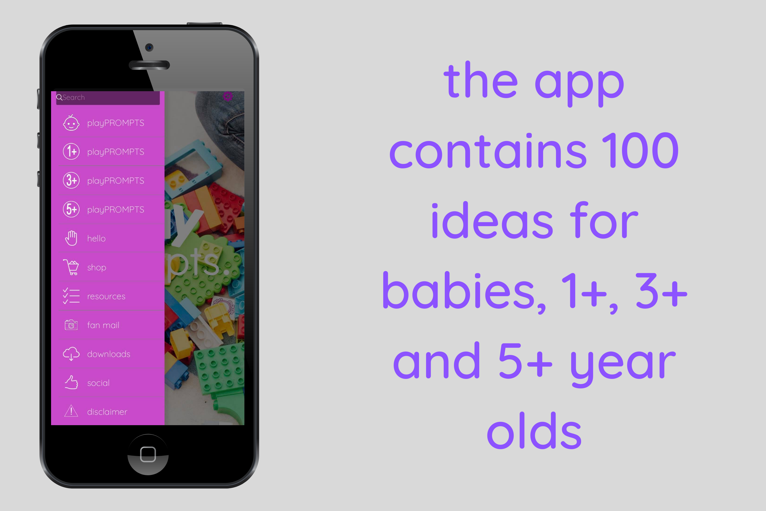 the playPROMPTS app contains 100 play ideas for 1+, 3+ & 5+ year olds  | playHOORAY!