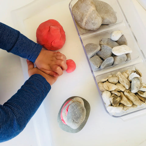 play dough and stones