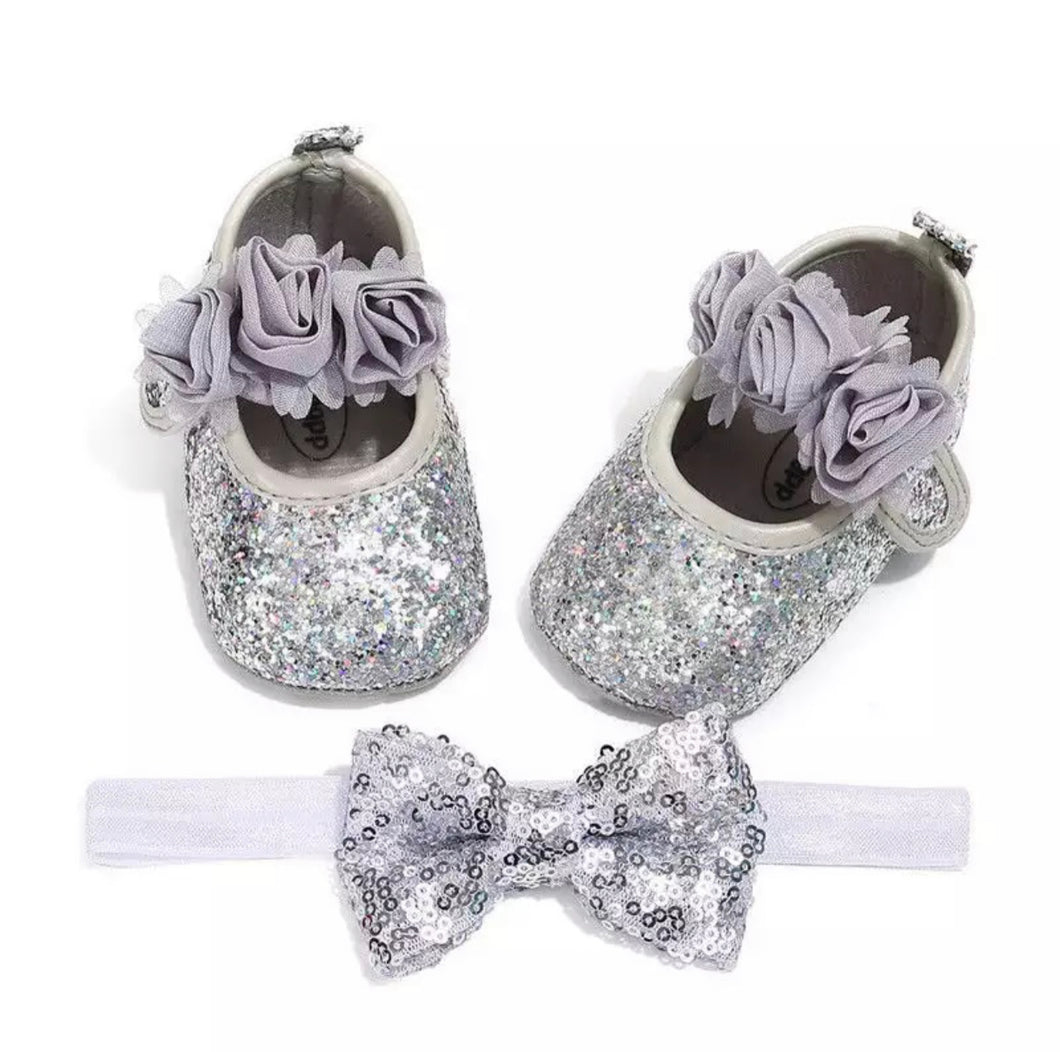Un evento choque Para aumentar Zapatos Plata Glitter con Banda Brillosos – BabyIn Mx