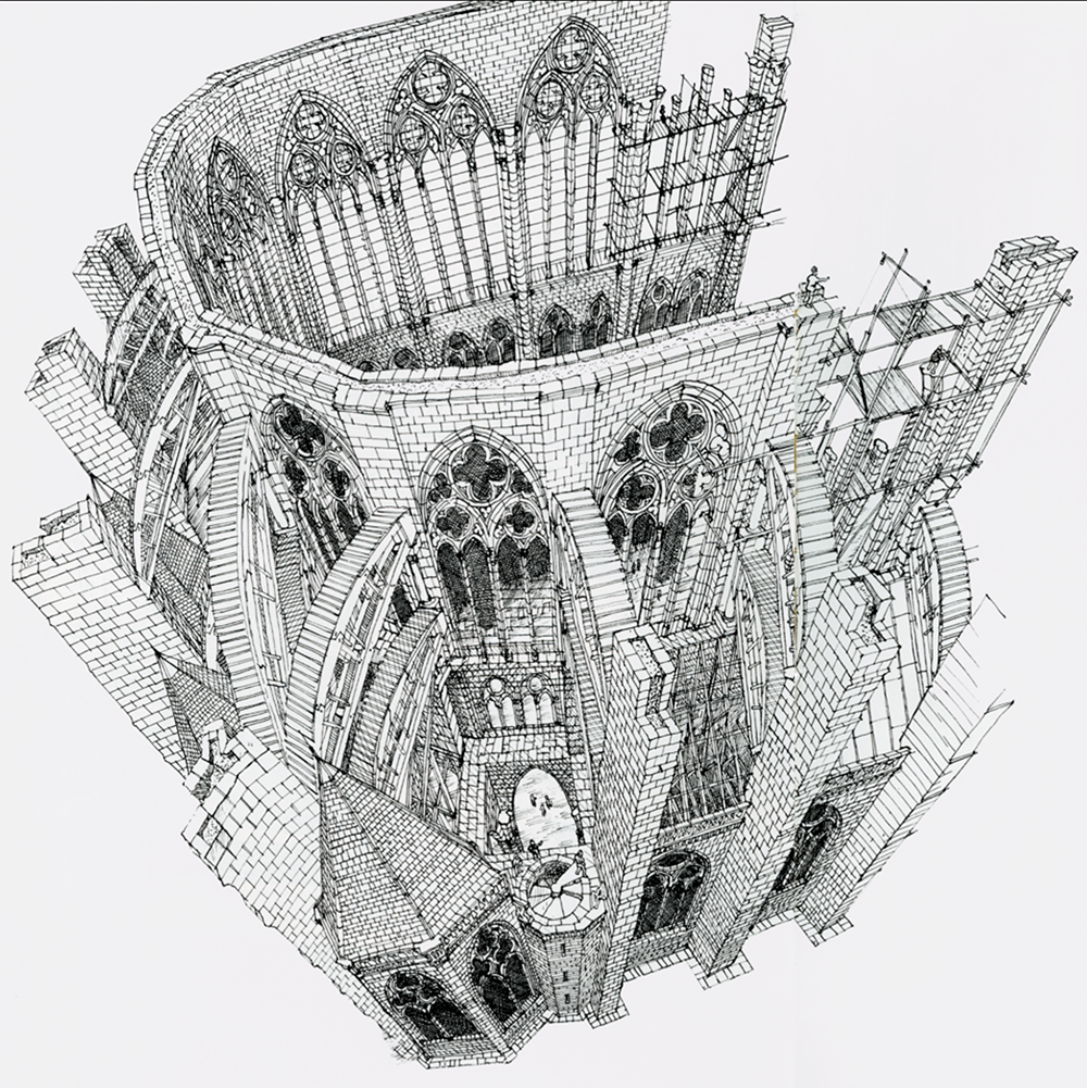 An image from David Macaulay's book Cathedral