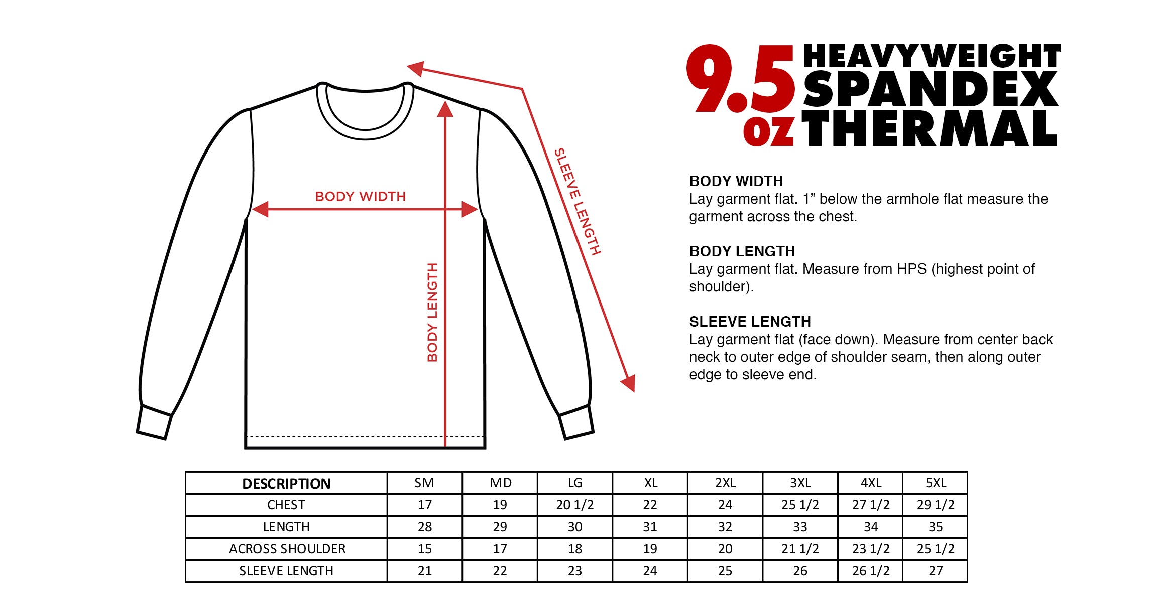 Bodycare Thermal Size Chart