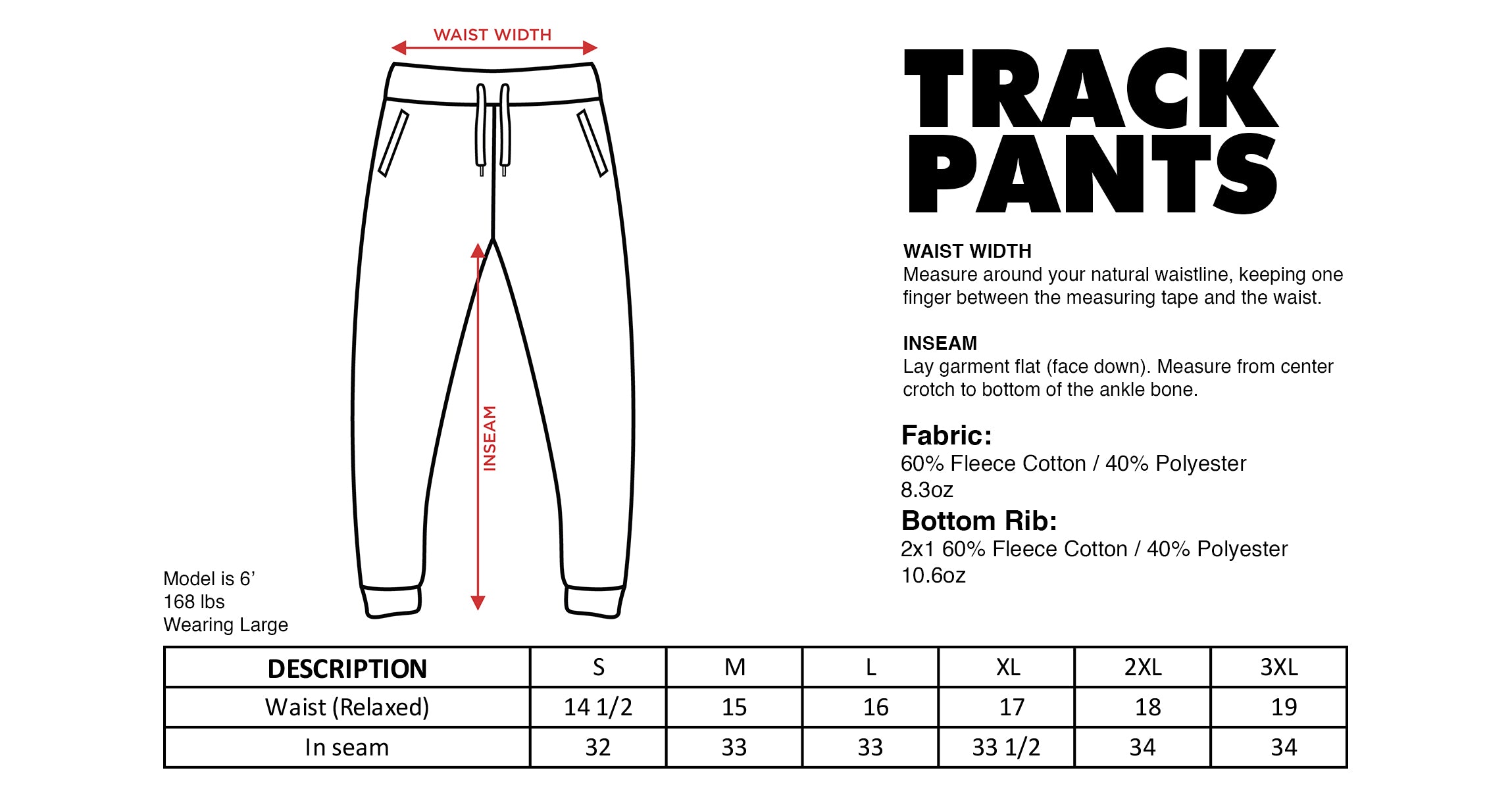 Size Chart - Track Pants